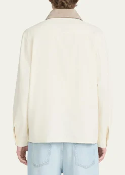 FRAMEMen's Corduroy-Collar Canvas Shirt Jacket