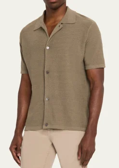 FRAMEMen's Linen-Blend Short-Sleeve Shirt
