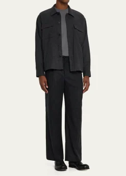FRAMEMen's Pinstripe Wide Leg Trousers