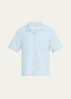 FRAMEMen's Short-Sleeve Camp Collar Shirt