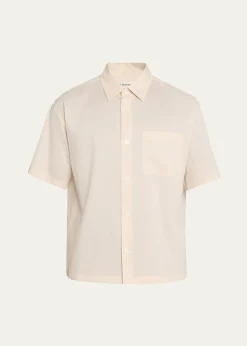 FRAMEMen's Viscose Blend Pocket Short-Sleeve Shirt