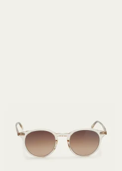 Garrett LeightMen's Clune Sun Keyhole-Bridge Round Sunglasses
