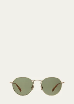 Garrett LeightMen's Ocampo Metal Round Sunglasses with Side Shields