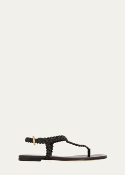 Gianvito RossiBraided Nappa Leather Flat Thong Sandals