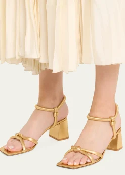 Gianvito RossiLeather Knot Ankle-Strap Sandals