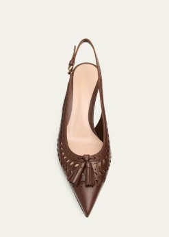 Gianvito Rossi55mm Vitello Cutout Leather Slingback Pumps