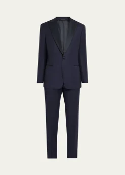 Giorgio ArmaniMen's Soft Woven Satin-Trim Single-Breasted Suit