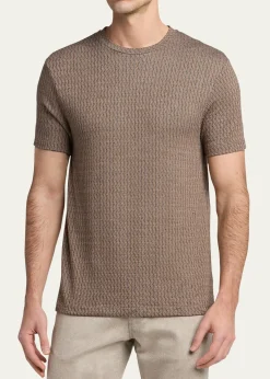 Giorgio ArmaniMen's Box-Jacquard Viscose Stretch Crewneck T-Shirt