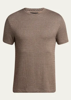 Giorgio ArmaniMen's Box-Jacquard Viscose Stretch Crewneck T-Shirt