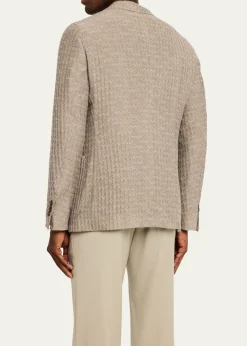 Giorgio ArmaniMen's Cashmere-Silk Deconstructed Chevron Blazer