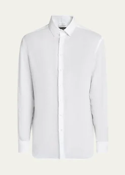 Giorgio ArmaniMen's Classic Solid Linen Sport Shirt