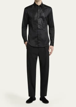Giorgio ArmaniMen's Crystal Bib Front Cotton Dress Shirt