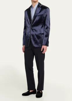 Giorgio ArmaniMen's Flat-Front Creased Trousers