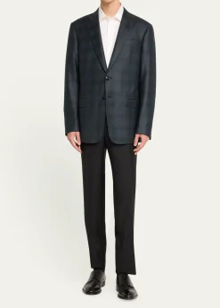 Giorgio ArmaniMen's Flat-Front Wool Trousers