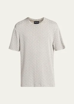 Giorgio ArmaniMen's Geometric Jacquard Crewneck T-Shirt