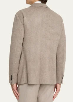 Giorgio ArmaniMen's Herringbone Cashmere and Wool Sport Coat