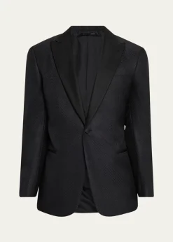 Giorgio ArmaniMen's Honeycomb Satin Peak Lapel Dinner Jacket