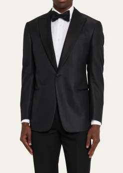 Giorgio ArmaniMen's Honeycomb Satin Peak Lapel Dinner Jacket