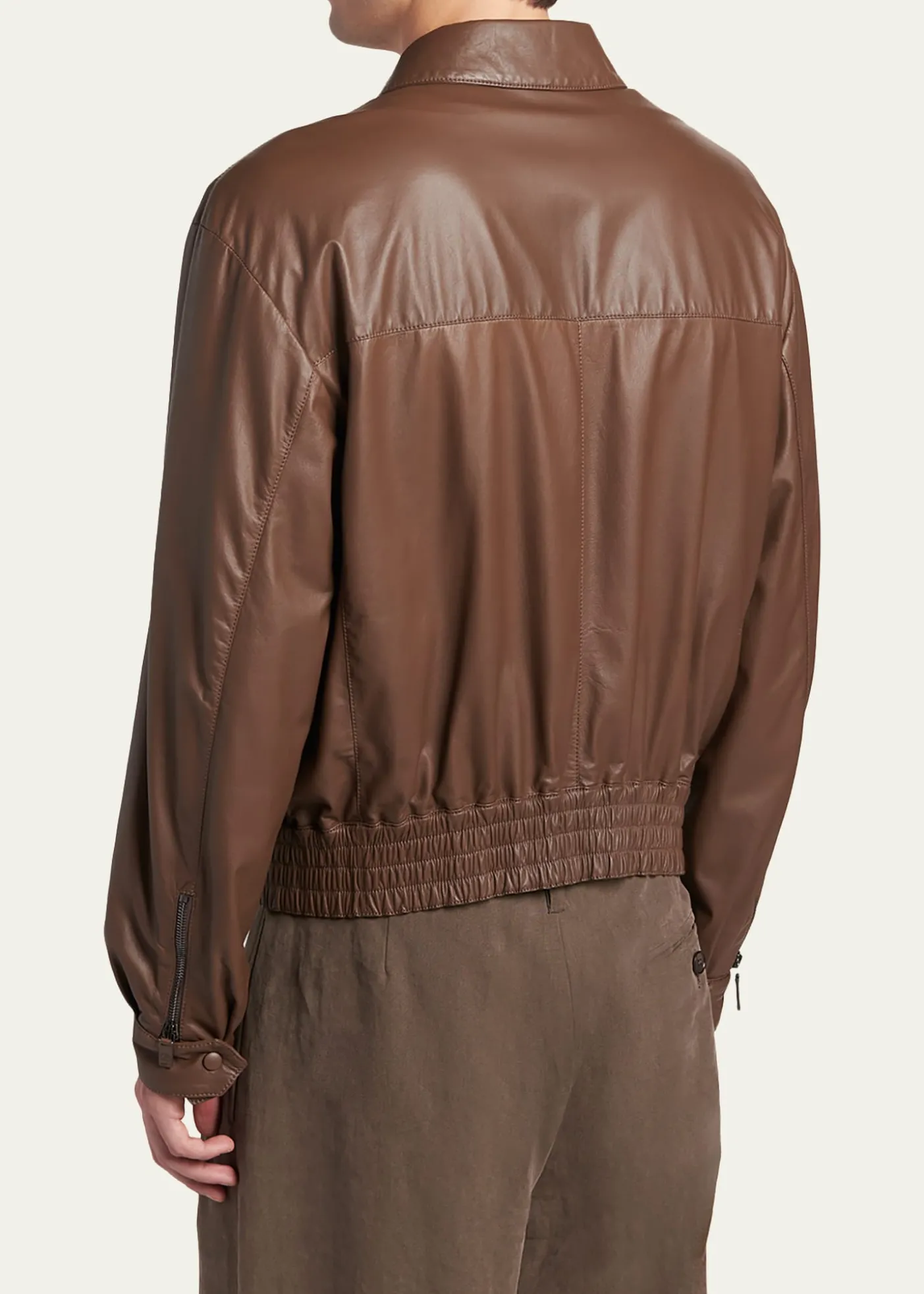 Giorgio ArmaniMen's Leather Full-Zip Blouson