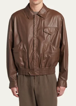 Giorgio ArmaniMen's Leather Full-Zip Blouson