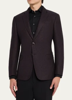 Giorgio ArmaniMen's Micro Grid Textured Blend Sport Coat