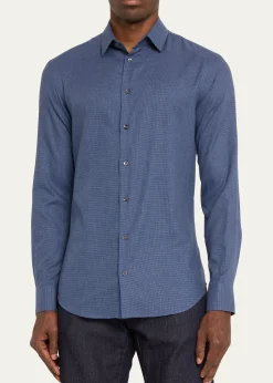 Giorgio ArmaniMen's Micro-Houndstooth Sport Shirt