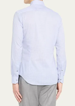 Giorgio ArmaniMen's Micro-Plaid Cotton Dress Shirt
