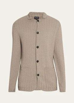 Giorgio ArmaniMen's Ottoman Chevron Single-Breasted Jacket