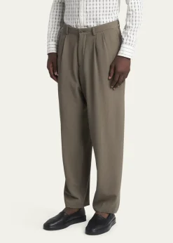 Giorgio ArmaniMen's Pleated Wool Stretch Seersucker Trousers