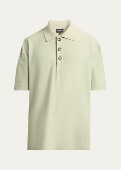 Giorgio ArmaniMen's Seersucker Relaxed-Fit Polo Shirt