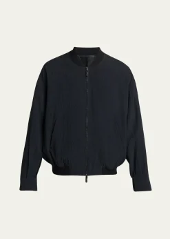 Giorgio ArmaniMen's Seersucker Full-Zip Bomber Jacket