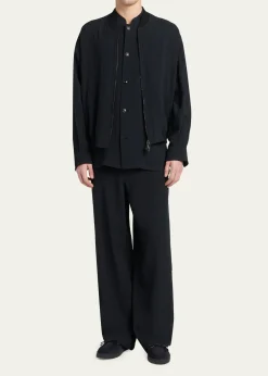 Giorgio ArmaniMen's Seersucker Full-Zip Bomber Jacket
