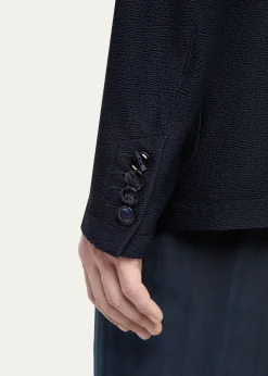 Giorgio ArmaniMen's Seersucker Patch-Pocket Blazer