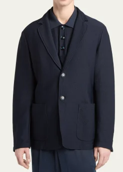Giorgio ArmaniMen's Seersucker Patch-Pocket Blazer