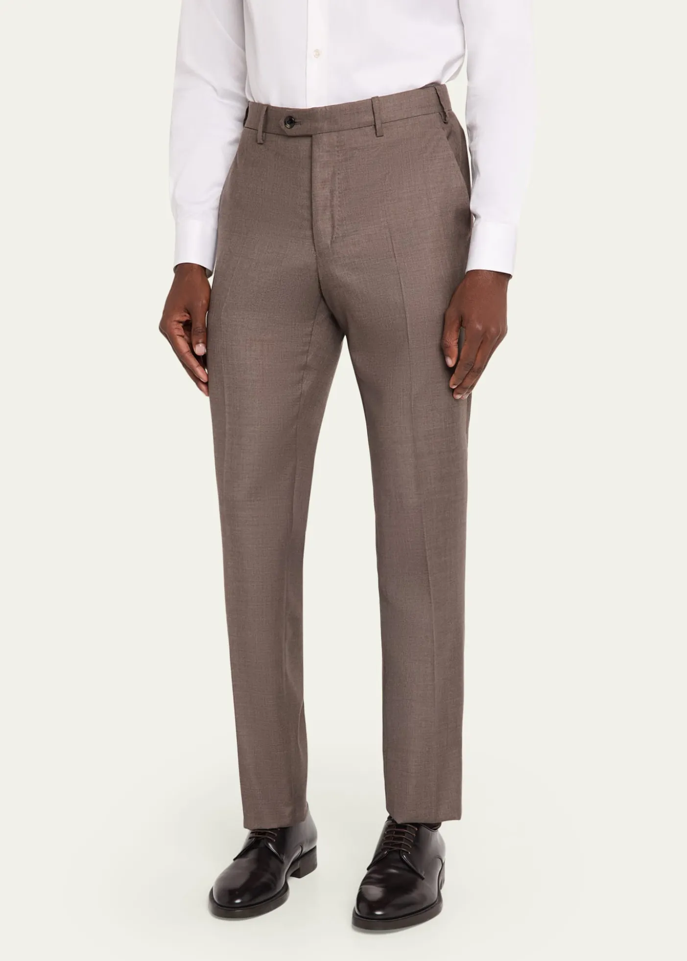 Giorgio ArmaniMen's Sharkskin Wool Flat-Front Trousers