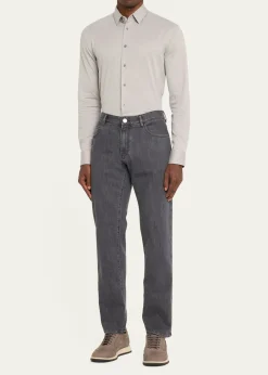 Giorgio ArmaniMen's Solid Cotton Stretch Sport Shirt
