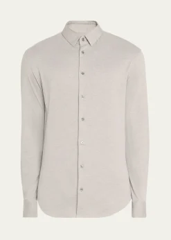 Giorgio ArmaniMen's Solid Cotton Stretch Sport Shirt