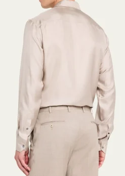 Giorgio ArmaniMen's Solid Silk Dress Shirt