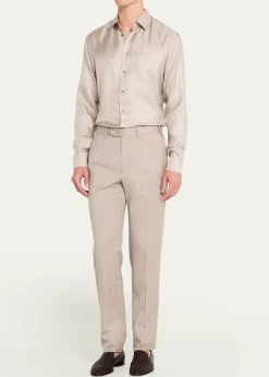 Giorgio ArmaniMen's Solid Silk Dress Shirt