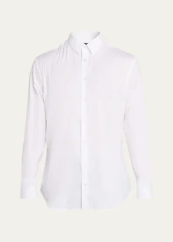 Giorgio ArmaniMen's Solid Stretch Poplin Sport Shirt