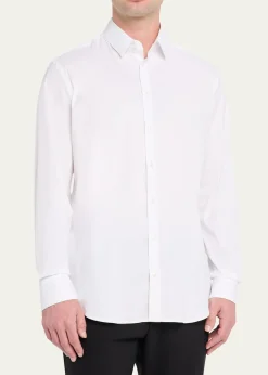 Giorgio ArmaniMen's Solid Stretch Poplin Sport Shirt