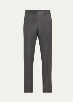 Giorgio ArmaniMen's Solid Wool Flat-Front Trousers