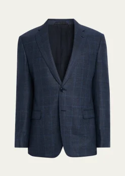 Giorgio ArmaniMen's Subtle Grid Wool Blend Sport Coat