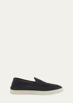 Giorgio ArmaniMen's Suede Sneaker-Sole Loafers