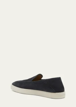 Giorgio ArmaniMen's Suede Sneaker-Sole Loafers