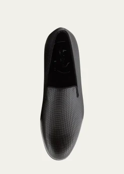 Giorgio ArmaniMen's Textured Leather Grosgrain-Trim Loafers