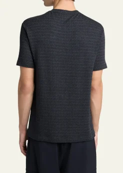 Giorgio ArmaniMen's Viscose Geometric Textured Crewneck T-Shirt
