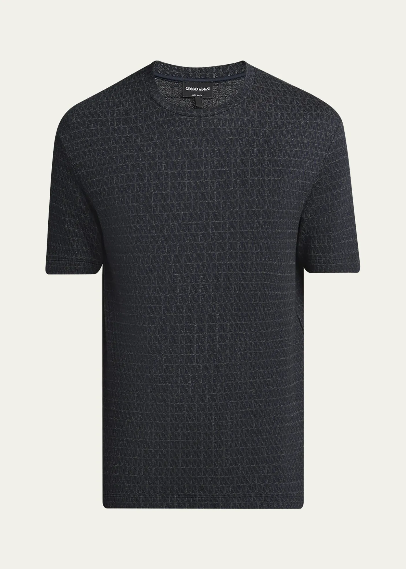 Giorgio ArmaniMen's Viscose Geometric Textured Crewneck T-Shirt