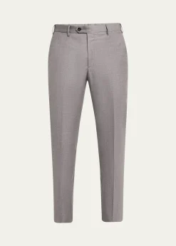 Giorgio ArmaniMen's Wool Flat-Front Trousers