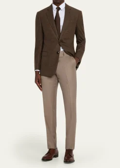 Giorgio ArmaniMen's Wool Sharkskin Flat Front Trousers